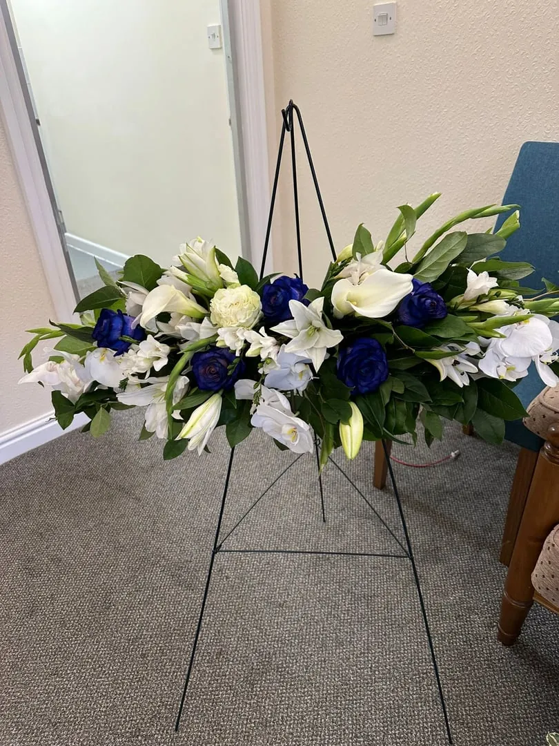 Funeral spray on stand