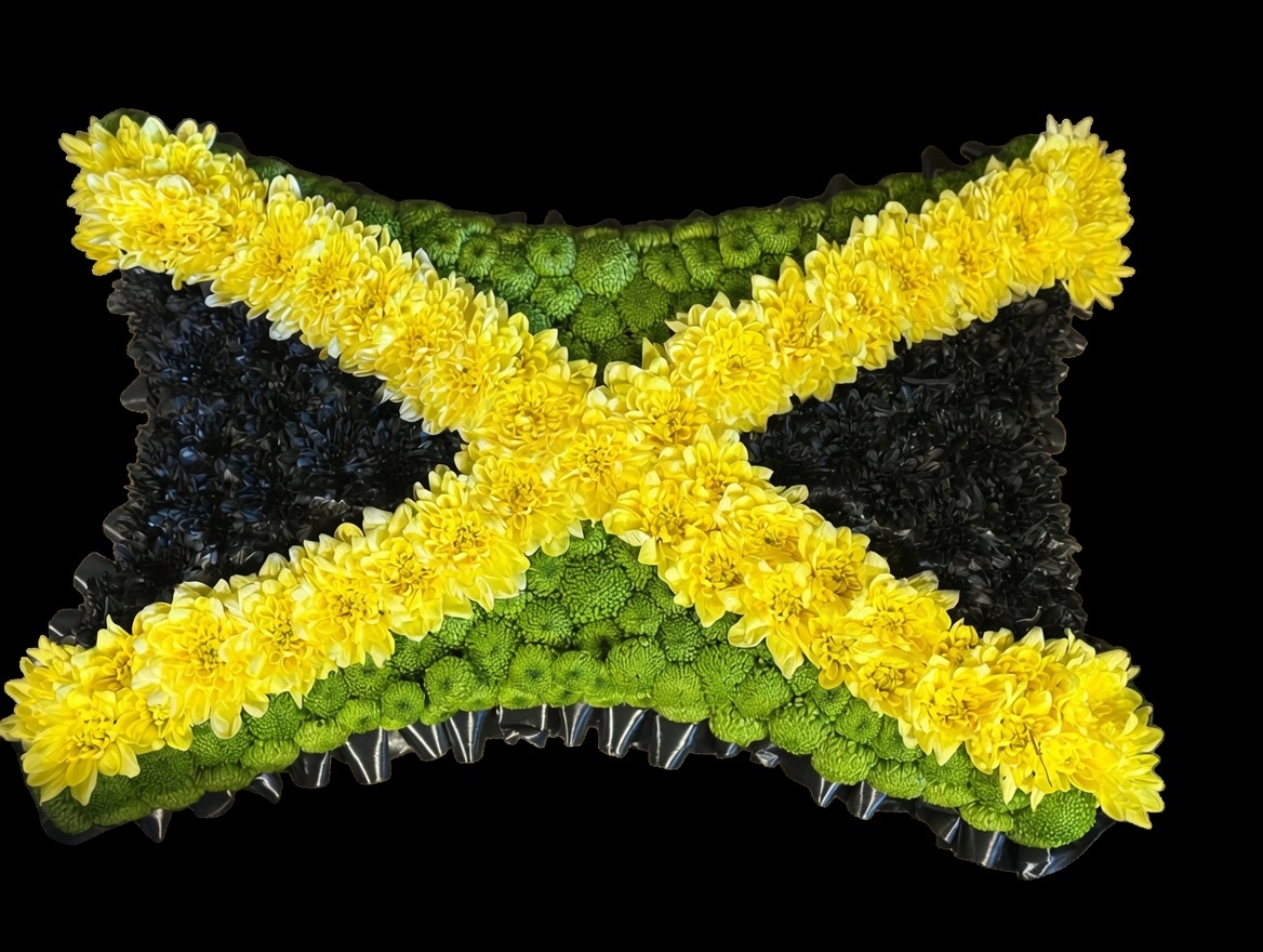 Jamaican flag funeral cushion tribute