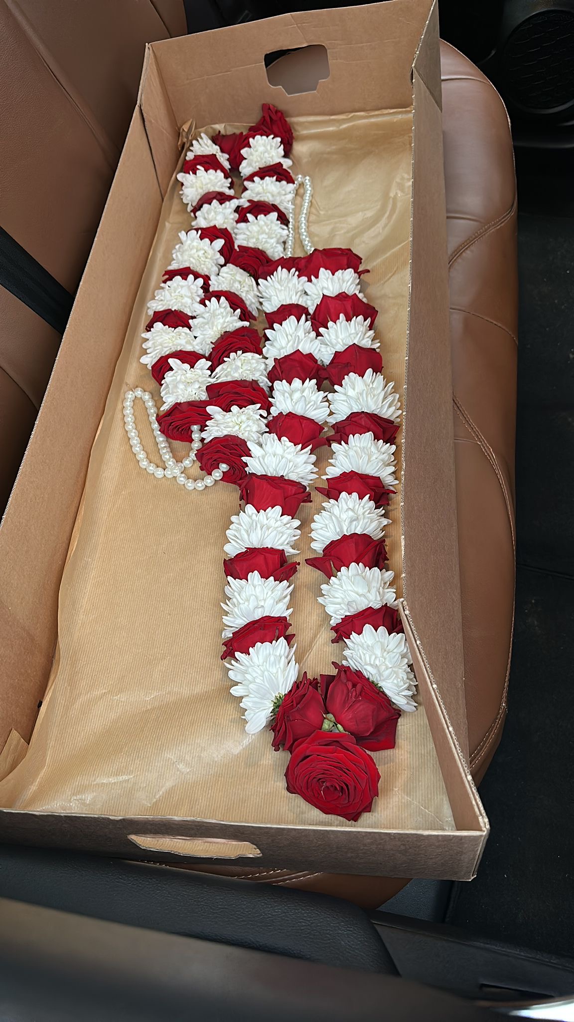 Red rose and white chrysanth Asian wedding garlands