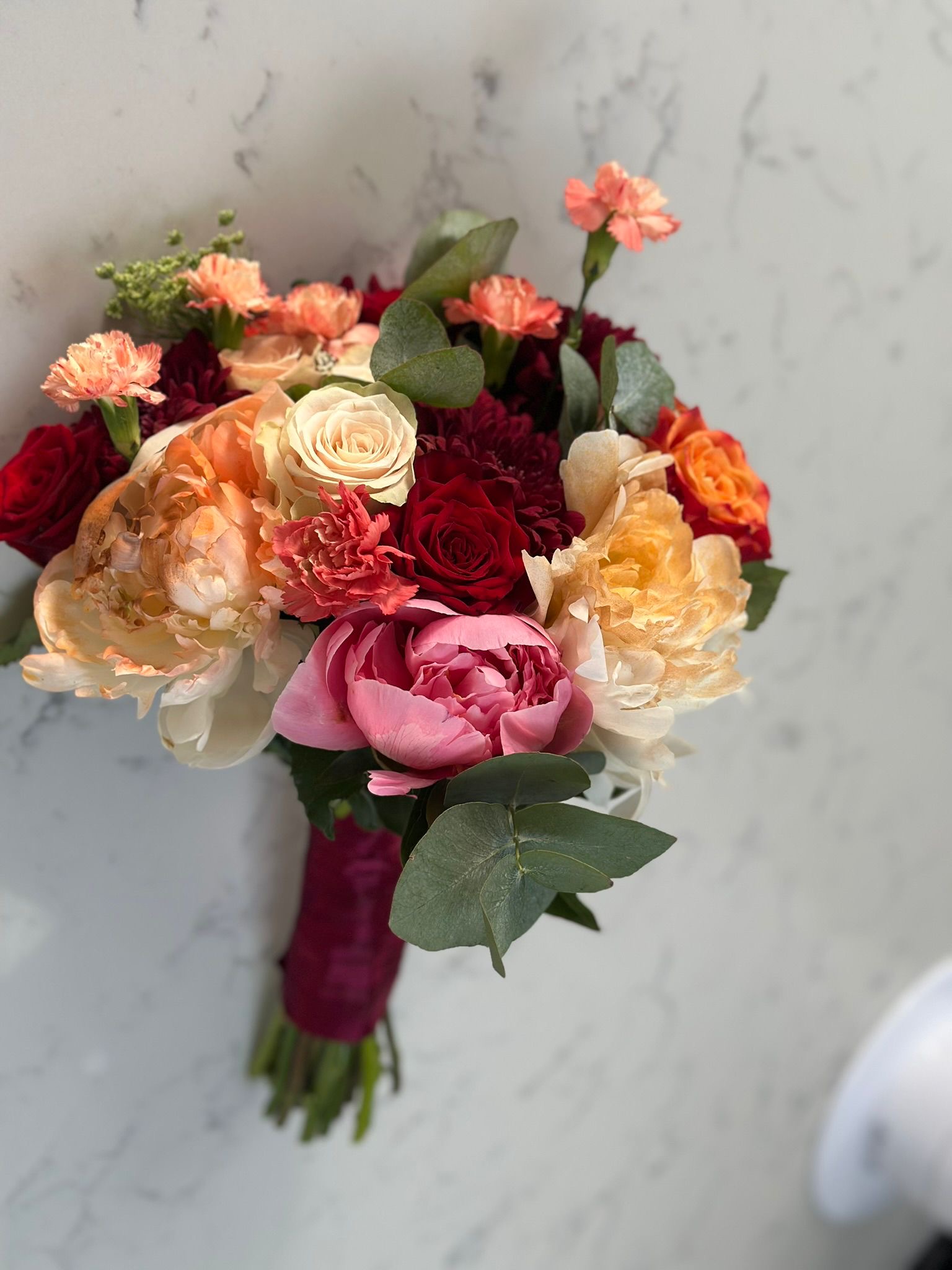 Mixed peony bridal bouquet