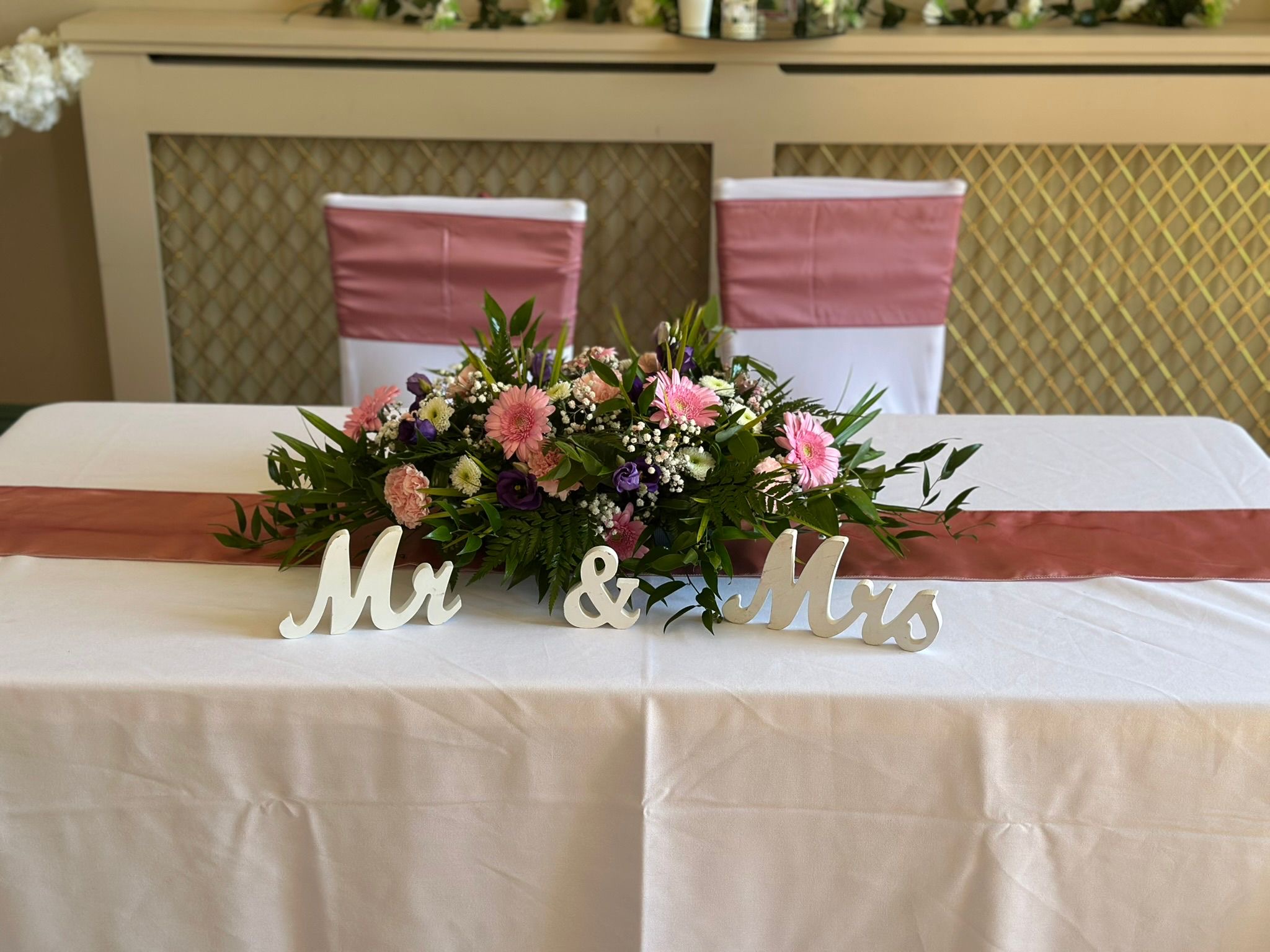 Mr & Mrs top table arrangement