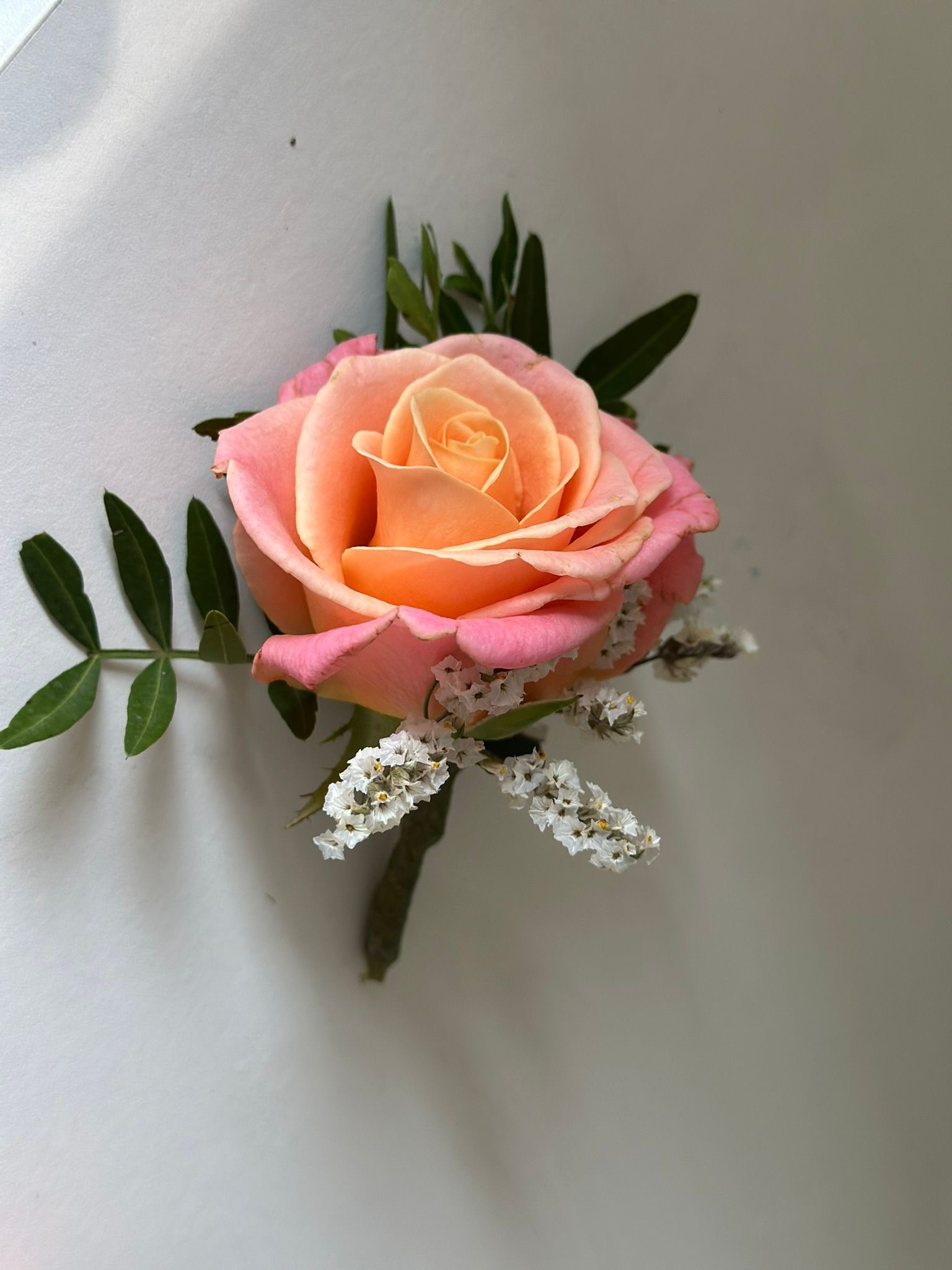 Peach rose buttonhole
