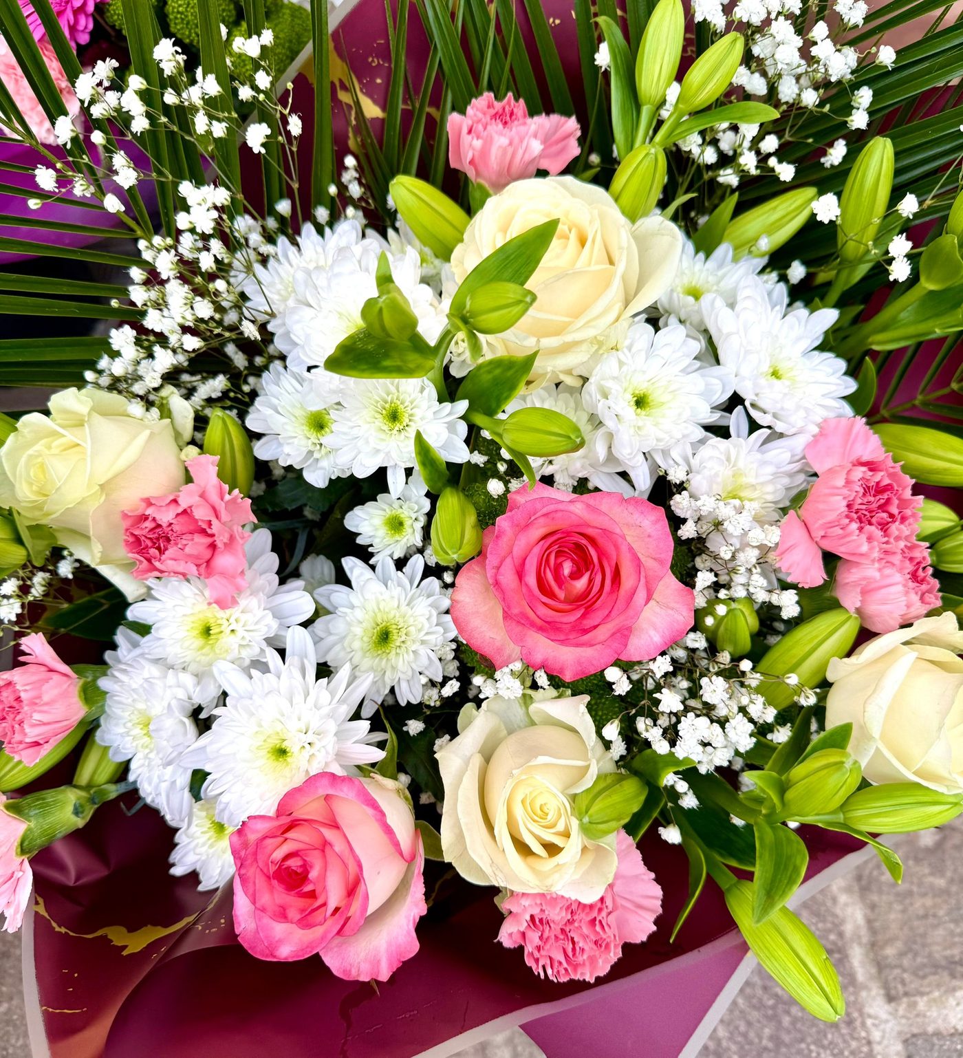 White and pink bridal bouquet